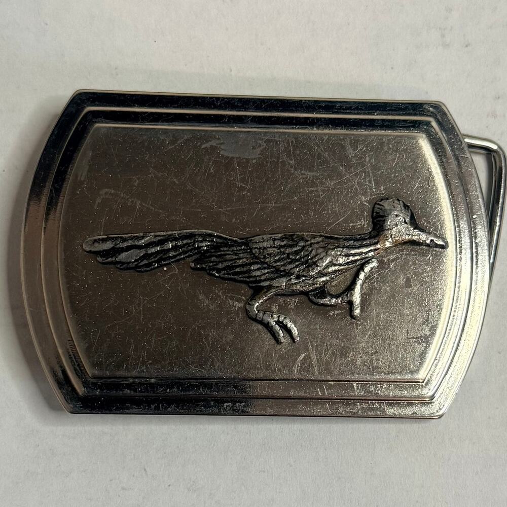 Vintage Rare Road Runner Pewter Belt Buckle Silver Tone 3" Wide